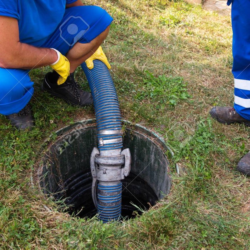 Emptying household septic tank. Cleaning and unblocking clogged drain. Emptying household septic tank. Cleaning and unblocking clogged drain.